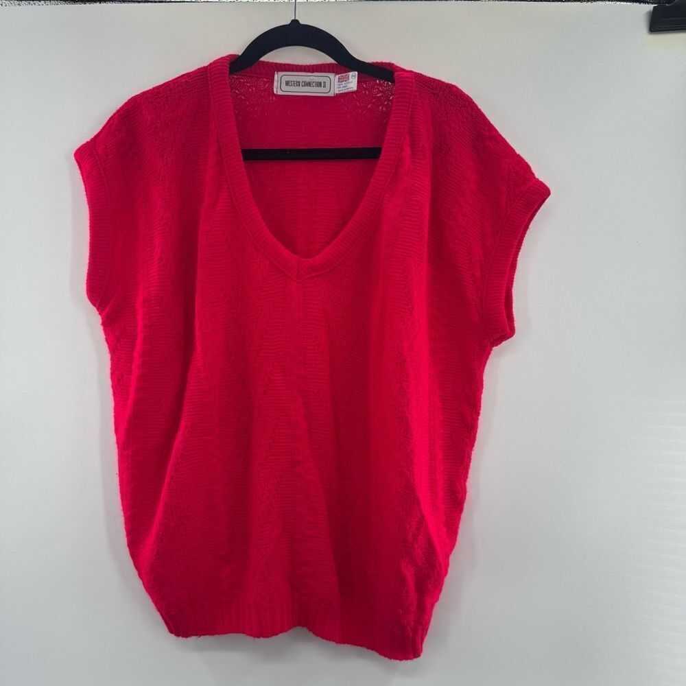 3For$20 Western Connection II Vintage Pink Sleeveless Knit Vest size XL